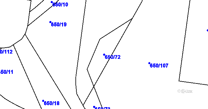 Parcela st. 650/72 v KÚ Vysokov, Katastrální mapa