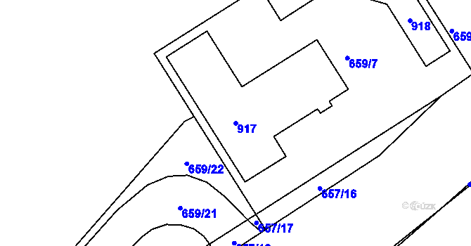 Parcela st. 917 v KÚ Vysokov, Katastrální mapa