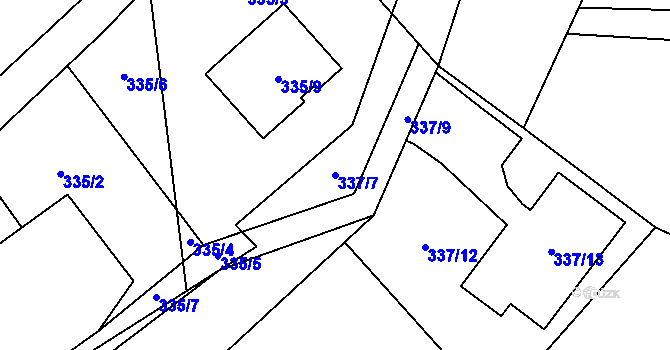 Parcela st. 337/7 v KÚ Vysokov, Katastrální mapa