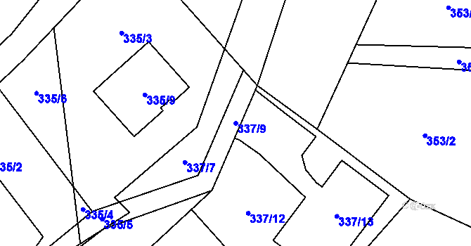 Parcela st. 337/9 v KÚ Vysokov, Katastrální mapa