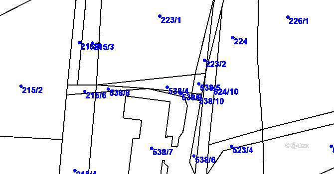 Parcela st. 538/4 v KÚ Vysokov, Katastrální mapa