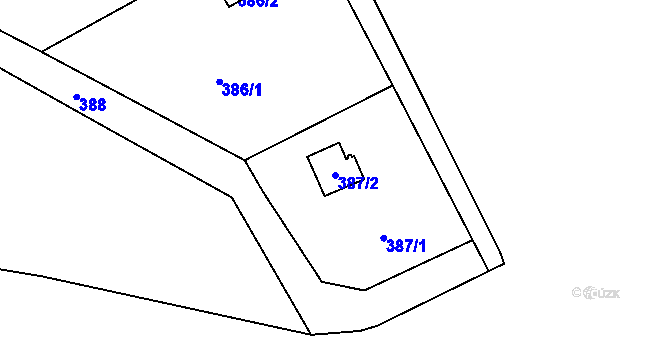 Parcela st. 387/2 v KÚ Vysokov, Katastrální mapa
