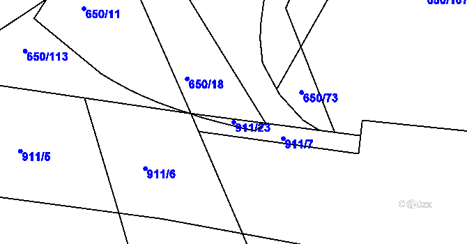 Parcela st. 911/23 v KÚ Vysokov, Katastrální mapa