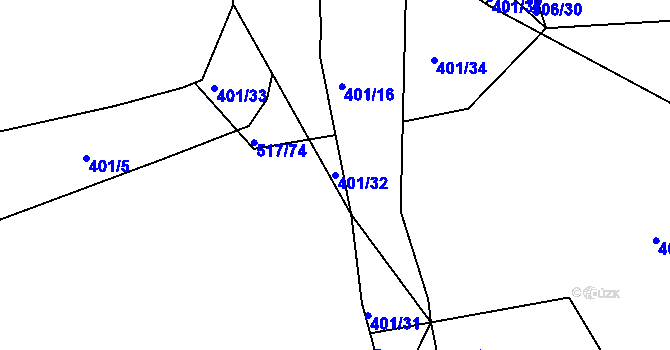 Parcela st. 401/32 v KÚ Vysokov, Katastrální mapa