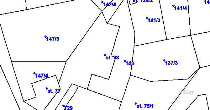 Parcela st. 78 v KÚ Vysoký Chlumec, Katastrální mapa