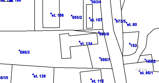 Parcela st. 114 v KÚ Vysoký Chlumec, Katastrální mapa