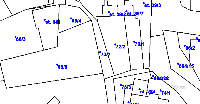 Parcela st. 73/2 v KÚ Vysoký Chlumec, Katastrální mapa