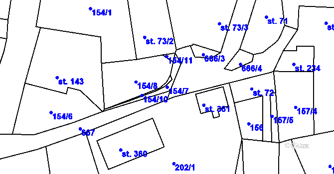 Parcela st. 154/7 v KÚ Vysoký Chlumec, Katastrální mapa