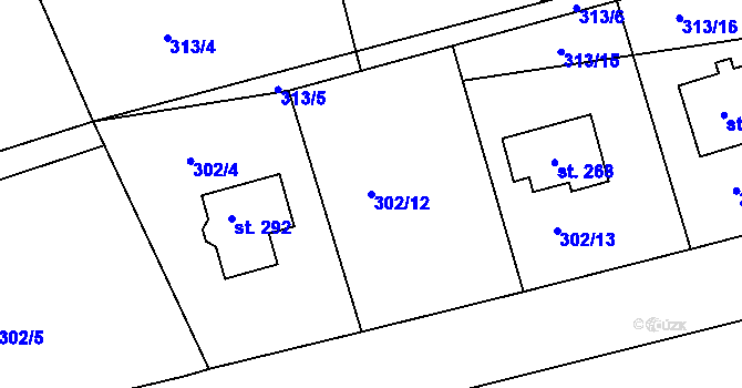 Parcela st. 302/12 v KÚ Vysoký Chlumec, Katastrální mapa
