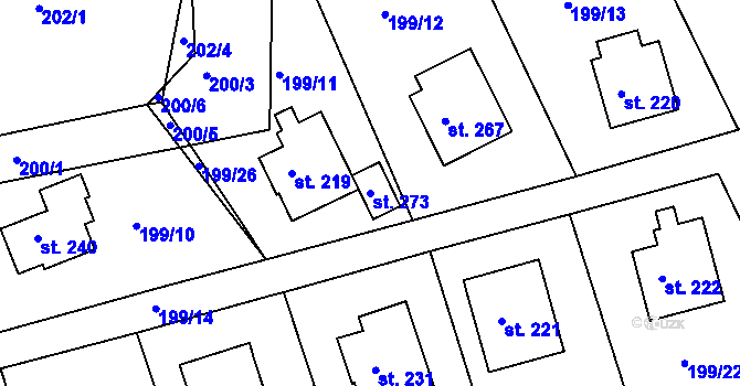 Parcela st. 273 v KÚ Vysoký Chlumec, Katastrální mapa