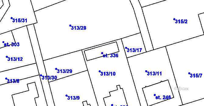 Parcela st. 336 v KÚ Vysoký Chlumec, Katastrální mapa