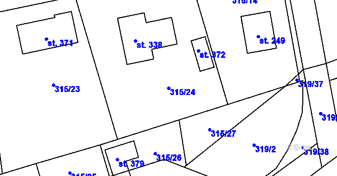 Parcela st. 315/24 v KÚ Vysoký Chlumec, Katastrální mapa