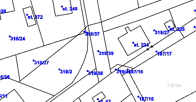 Parcela st. 319/39 v KÚ Vysoký Chlumec, Katastrální mapa