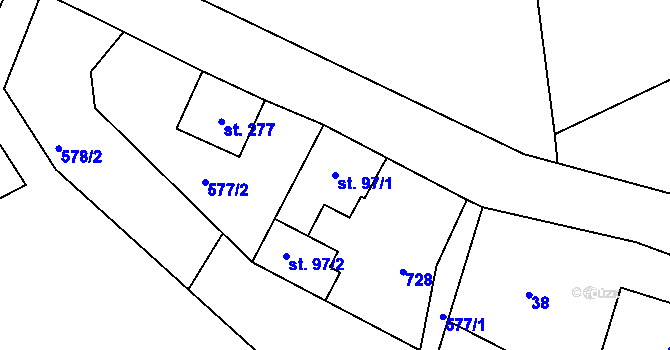 Parcela st. 97/1 v KÚ Vysoký Chlumec, Katastrální mapa