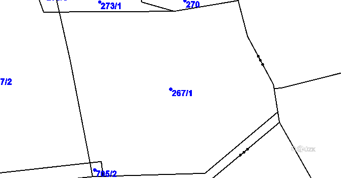 Parcela st. 267/1 v KÚ Vysoký Chlumec, Katastrální mapa