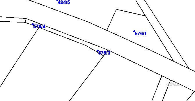 Parcela st. 576/3 v KÚ Vysoký Chlumec, Katastrální mapa