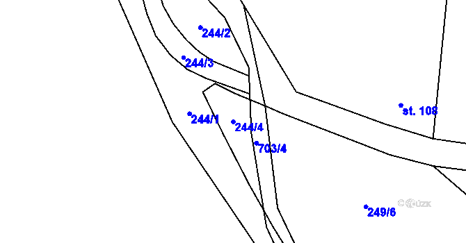 Parcela st. 244/4 v KÚ Vysoký Chlumec, Katastrální mapa