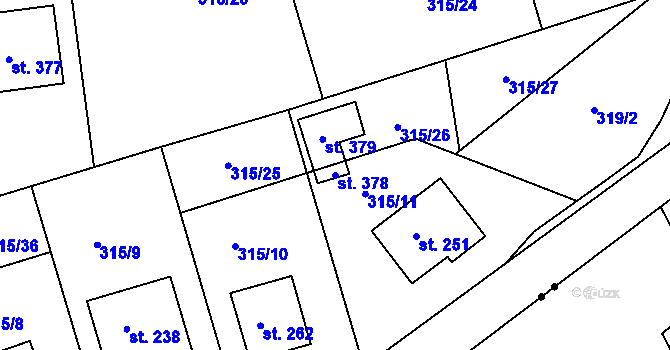 Parcela st. 378 v KÚ Vysoký Chlumec, Katastrální mapa