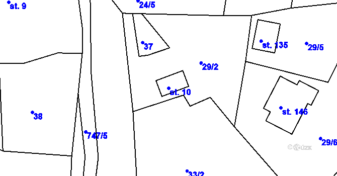 Parcela st. 10 v KÚ Vysoký Újezd, Katastrální mapa