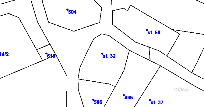 Parcela st. 32 v KÚ Vysoký Újezd, Katastrální mapa