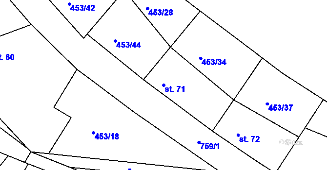 Parcela st. 71 v KÚ Vysoký Újezd, Katastrální mapa