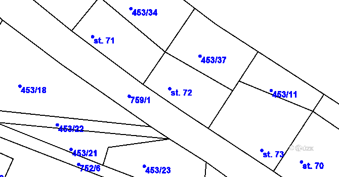 Parcela st. 72 v KÚ Vysoký Újezd, Katastrální mapa