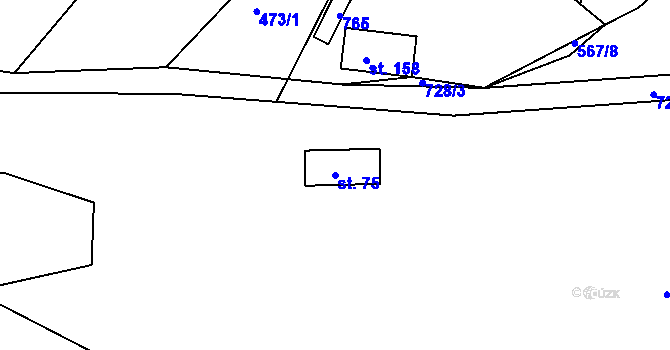 Parcela st. 75 v KÚ Vysoký Újezd, Katastrální mapa