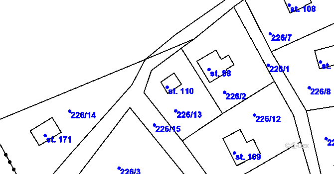 Parcela st. 110 v KÚ Vysoký Újezd, Katastrální mapa
