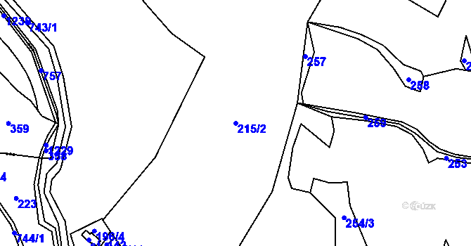 Parcela st. 215/2 v KÚ Vysoký Újezd, Katastrální mapa