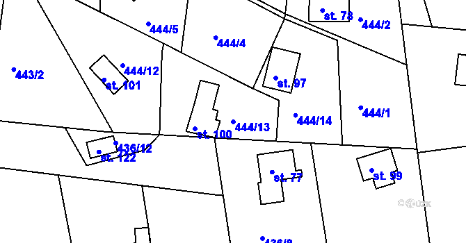 Parcela st. 444/13 v KÚ Vysoký Újezd, Katastrální mapa