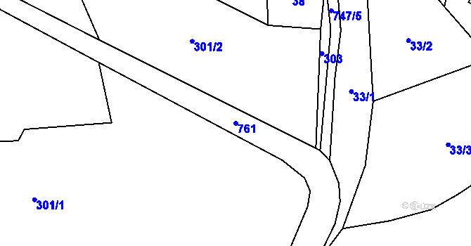 Parcela st. 761 v KÚ Vysoký Újezd, Katastrální mapa