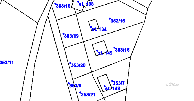 Parcela st. 149 v KÚ Vysoký Újezd, Katastrální mapa