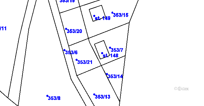 Parcela st. 148 v KÚ Vysoký Újezd, Katastrální mapa