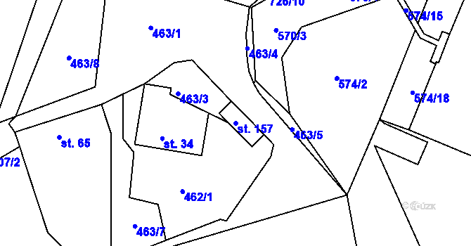 Parcela st. 157 v KÚ Vysoký Újezd, Katastrální mapa