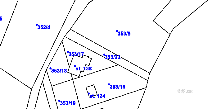 Parcela st. 353/22 v KÚ Vysoký Újezd, Katastrální mapa