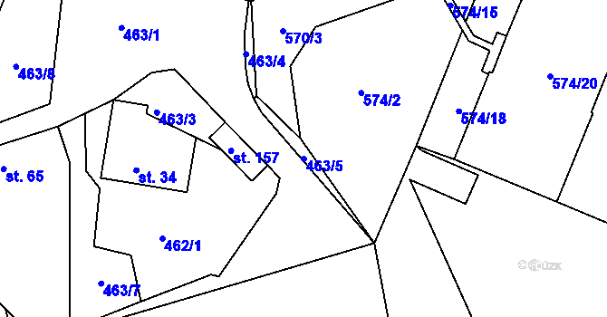 Parcela st. 463/5 v KÚ Vysoký Újezd, Katastrální mapa