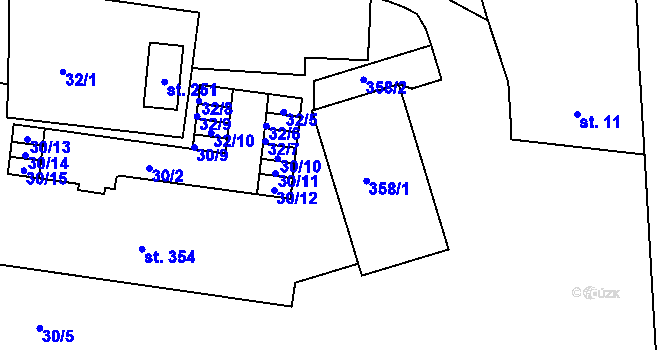 Parcela st. 12/1 v KÚ Vysoký Újezd u Berouna, Katastrální mapa