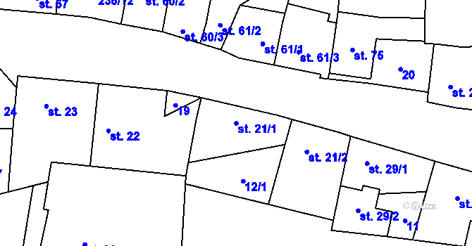 Parcela st. 21/1 v KÚ Vysoký Újezd u Berouna, Katastrální mapa