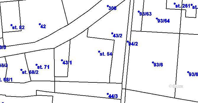 Parcela st. 54 v KÚ Vysoký Újezd u Berouna, Katastrální mapa
