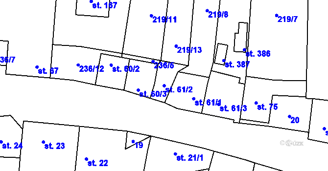 Parcela st. 61/2 v KÚ Vysoký Újezd u Berouna, Katastrální mapa