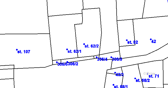 Parcela st. 62/2 v KÚ Vysoký Újezd u Berouna, Katastrální mapa