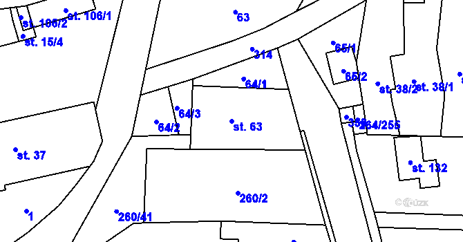 Parcela st. 63 v KÚ Vysoký Újezd u Berouna, Katastrální mapa