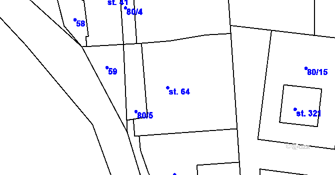 Parcela st. 64 v KÚ Vysoký Újezd u Berouna, Katastrální mapa