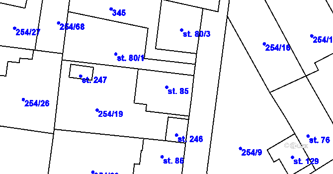 Parcela st. 85 v KÚ Vysoký Újezd u Berouna, Katastrální mapa