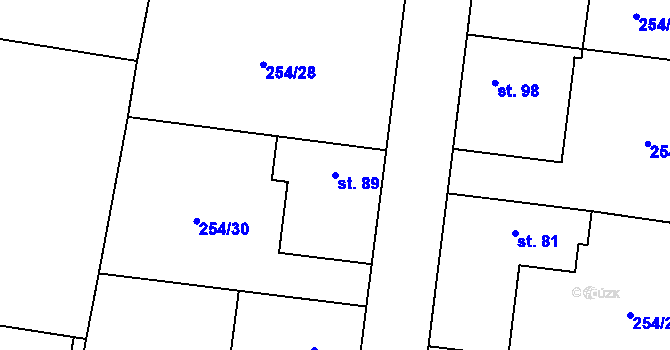 Parcela st. 89 v KÚ Vysoký Újezd u Berouna, Katastrální mapa