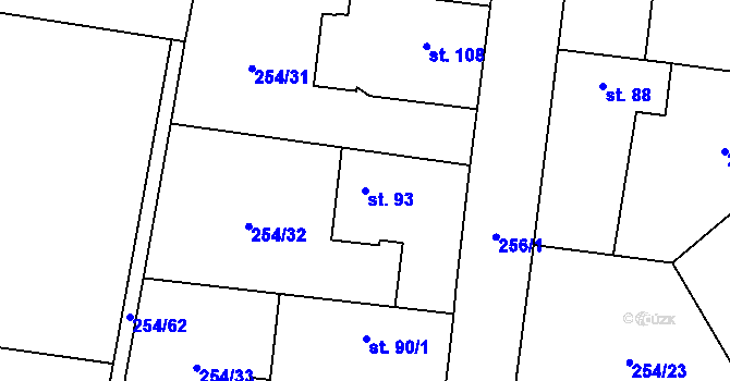 Parcela st. 93 v KÚ Vysoký Újezd u Berouna, Katastrální mapa