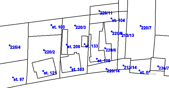 Parcela st. 133 v KÚ Vysoký Újezd u Berouna, Katastrální mapa