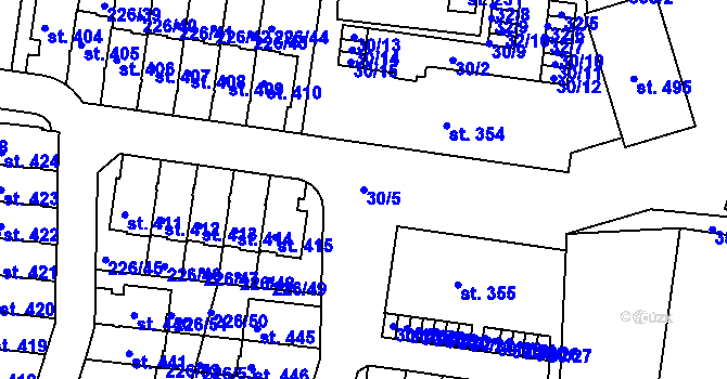 Parcela st. 30/5 v KÚ Vysoký Újezd u Berouna, Katastrální mapa