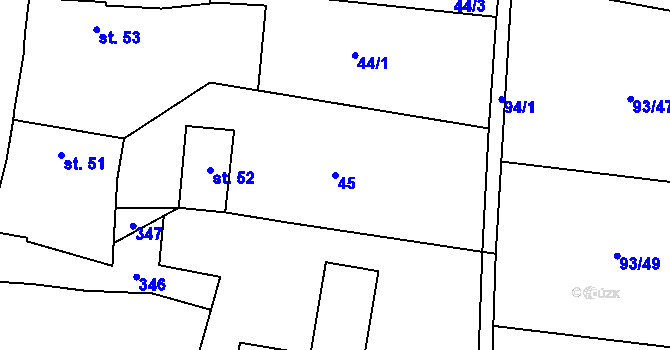 Parcela st. 45 v KÚ Vysoký Újezd u Berouna, Katastrální mapa