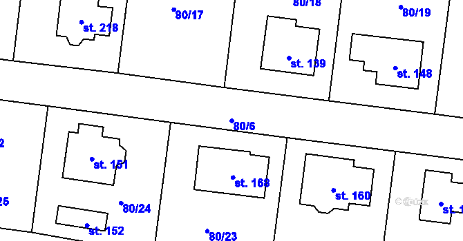 Parcela st. 80/6 v KÚ Vysoký Újezd u Berouna, Katastrální mapa